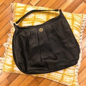 Tory Burch Black Zip Leather Shoulder Bag Purse